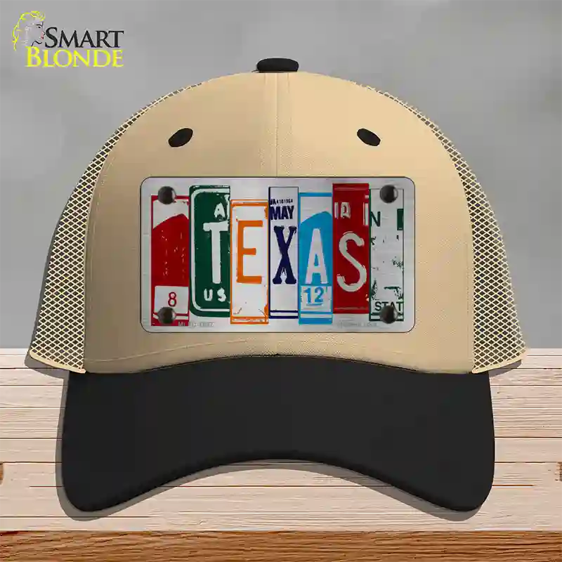 Texas License Plate Art Novelty License Plate Hat Mesh / Khaki|Black