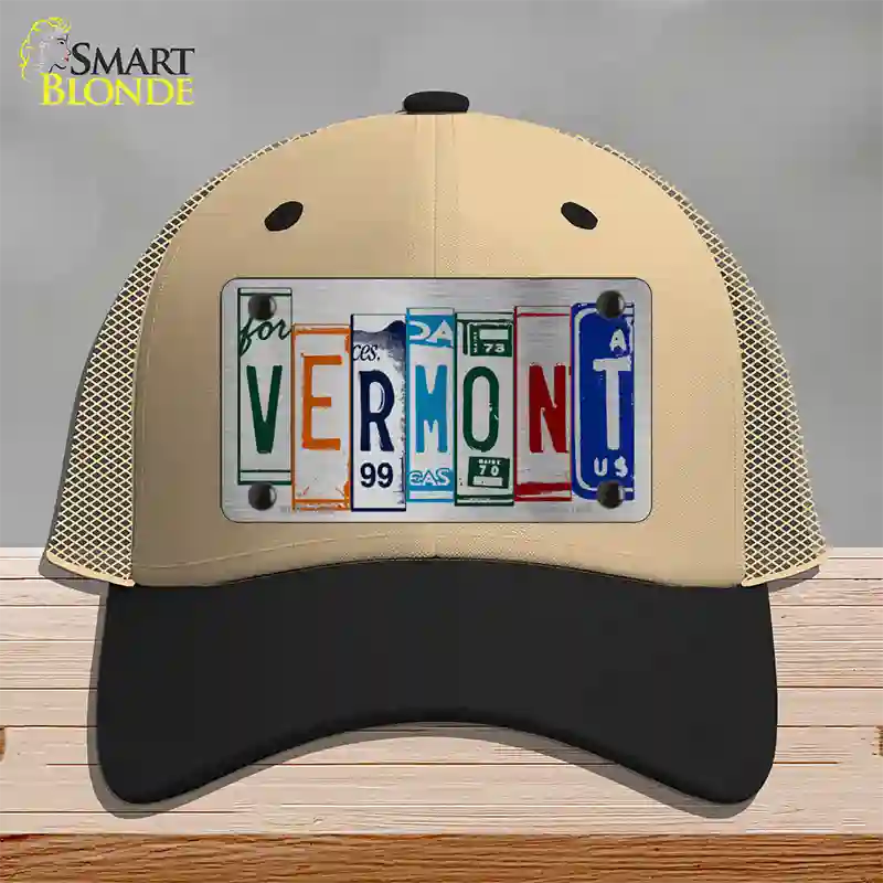 Vermont License Plate Art Novelty License Plate Hat Mesh / Khaki|Black