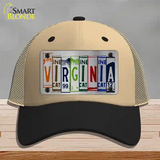 Virginia License Plate Art Novelty License Plate Hat Mesh / Khaki|Black