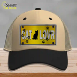 Cat Lover Yellow Brushed Chrome Novelty License Plate Hat Tag Mesh / Khaki|Black