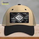 Arkansas Carbon Fiber Novelty License Plate Hat Mesh / Khaki|Black