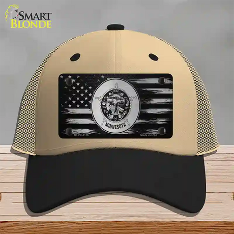 Minnesota Carbon Fiber Novelty License Plate Hat Mesh / Khaki|Black