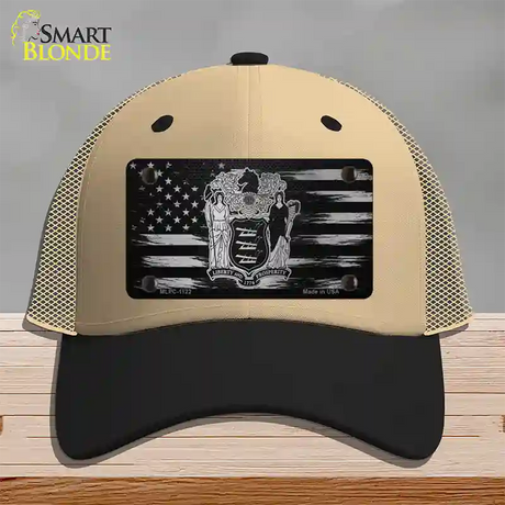 New Jersey Carbon Fiber Novelty License Plate Hat Mesh / Khaki|Black