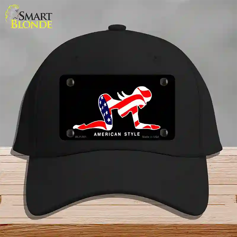 American Style Sexy Flag Pose Novelty License Plate Hat Cotton / Black