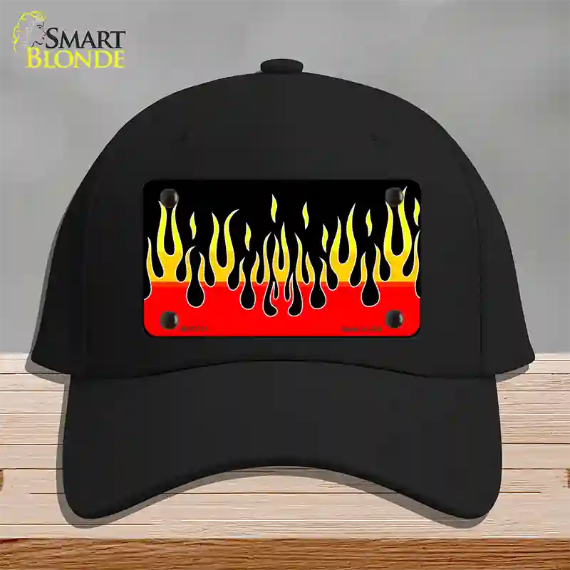 Flames Novelty License Plate Hat Cotton / Black