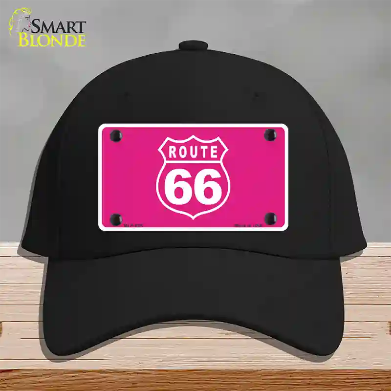 US Route 66 Pink Novelty License Plate Hat Cotton / Black