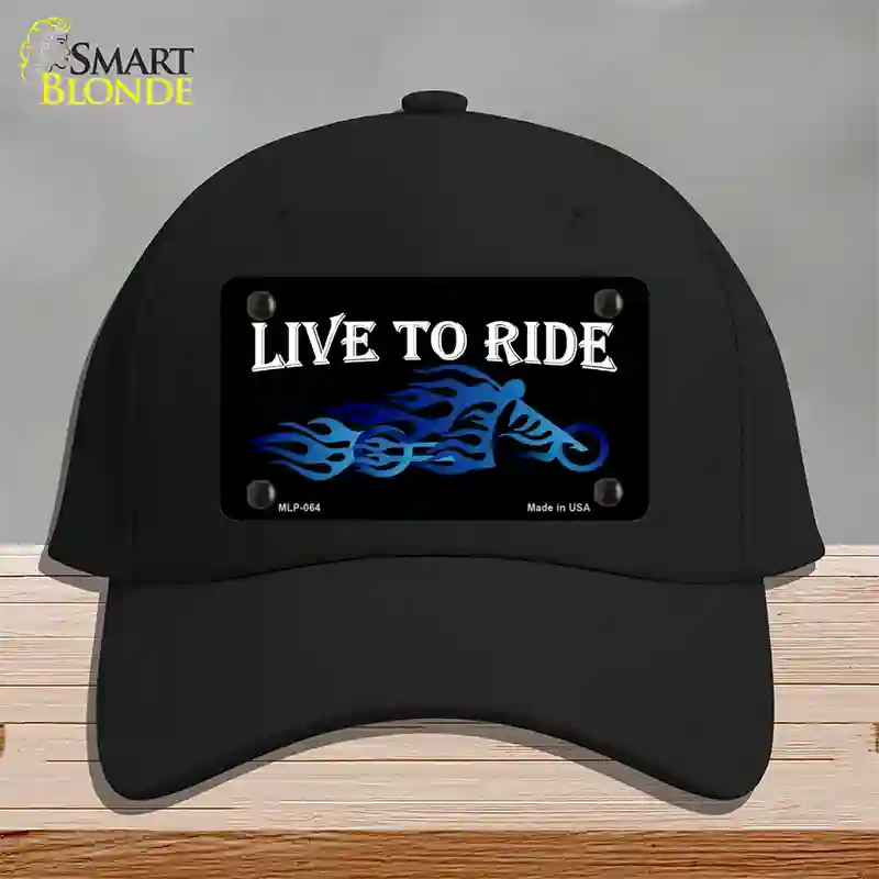 Live To Ride Novelty License Plate Hat Cotton / Black