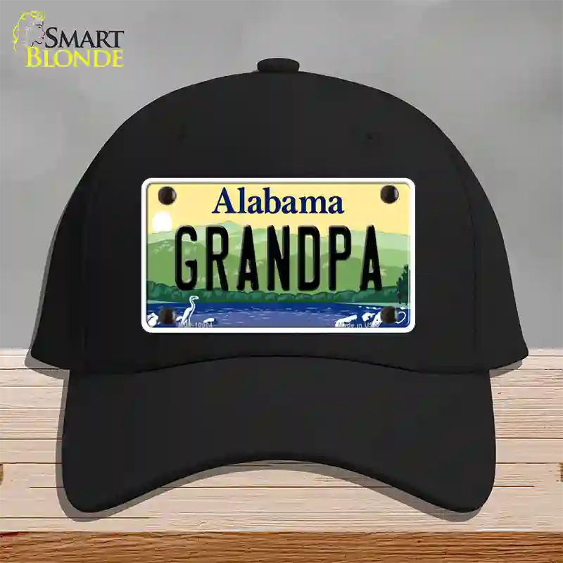 Grandpa Alabama Novelty License Plate Hat Cotton / Black