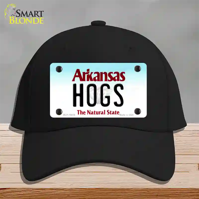 Hogs Arkansas Novelty License Plate Hat Cotton / Black