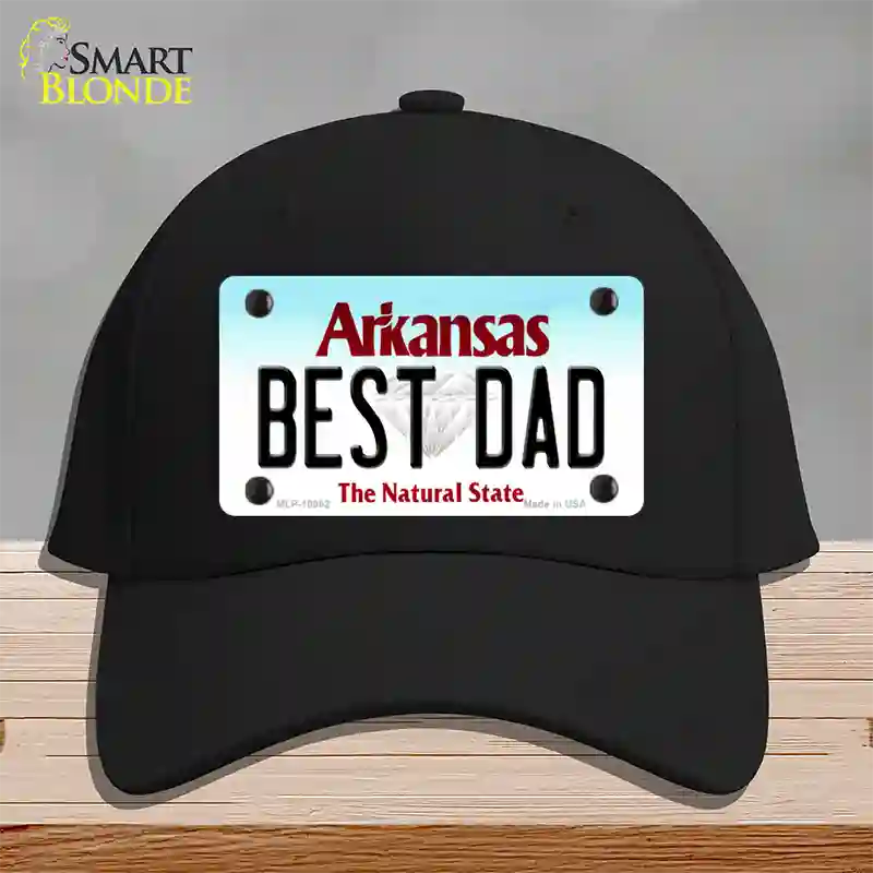 Best Dad Arkansas Novelty License Plate Hat Cotton / Black