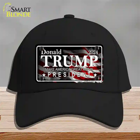 Trump 2024 Novelty License Plate Hat Cotton / Black