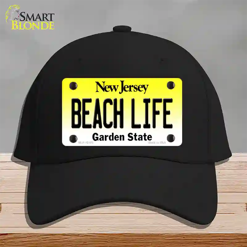 Beach Life New Jersey Novelty License Plate Hat Cotton / Black