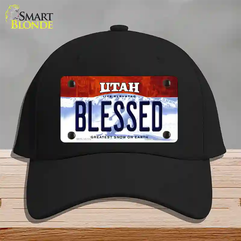 Blessed Utah Novelty License Plate Hat Cotton / Black