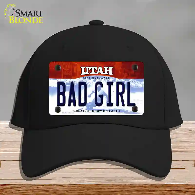 Bad Girl Utah Novelty License Plate Hat Cotton / Black