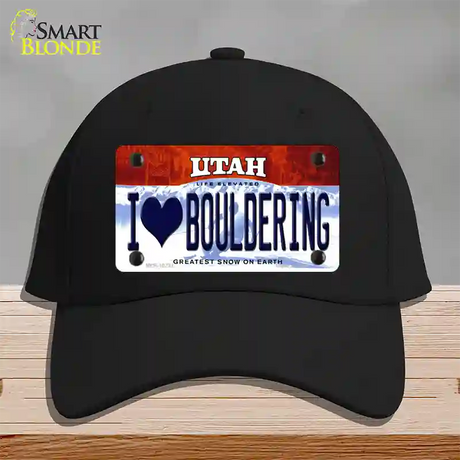 I Love Bouldering Utah Novelty License Plate Hat Cotton / Black