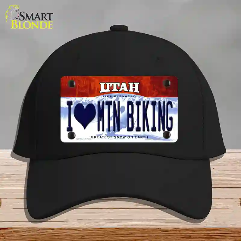 I Love Mtn Biking Utah Novelty License Plate Hat Cotton / Black