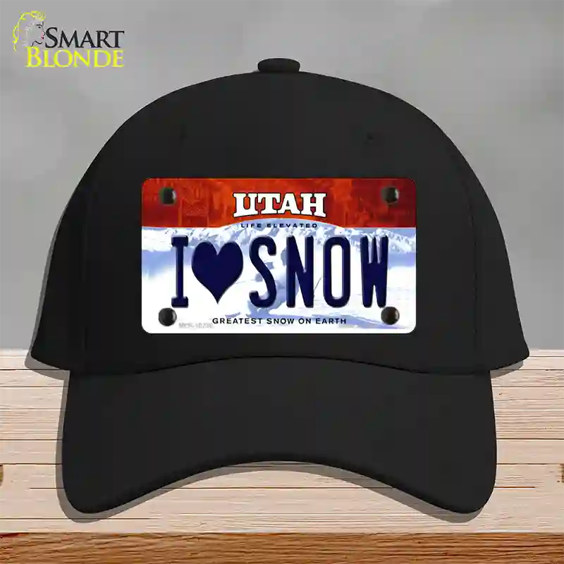 I Love Snow Utah Novelty License Plate Hat Cotton / Black