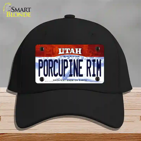 Porcupine Rim Utah Novelty License Plate Hat Cotton / Black