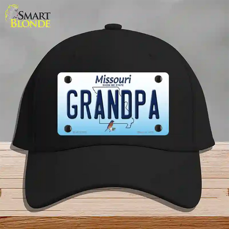 Grandpa Missouri Novelty License Plate Hat Cotton / Black