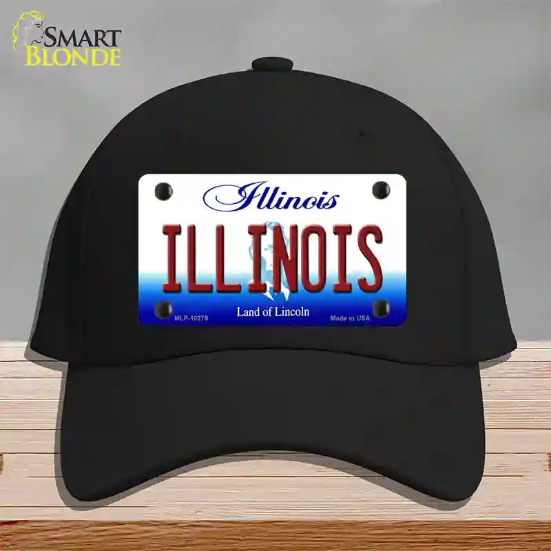 Illinois Land of Lincoln Novelty License Plate Hat Cotton / Black