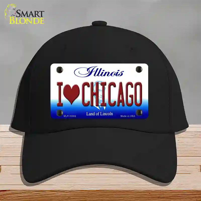 I Love Chicago Illinois Novelty License Plate Hat Cotton / Black