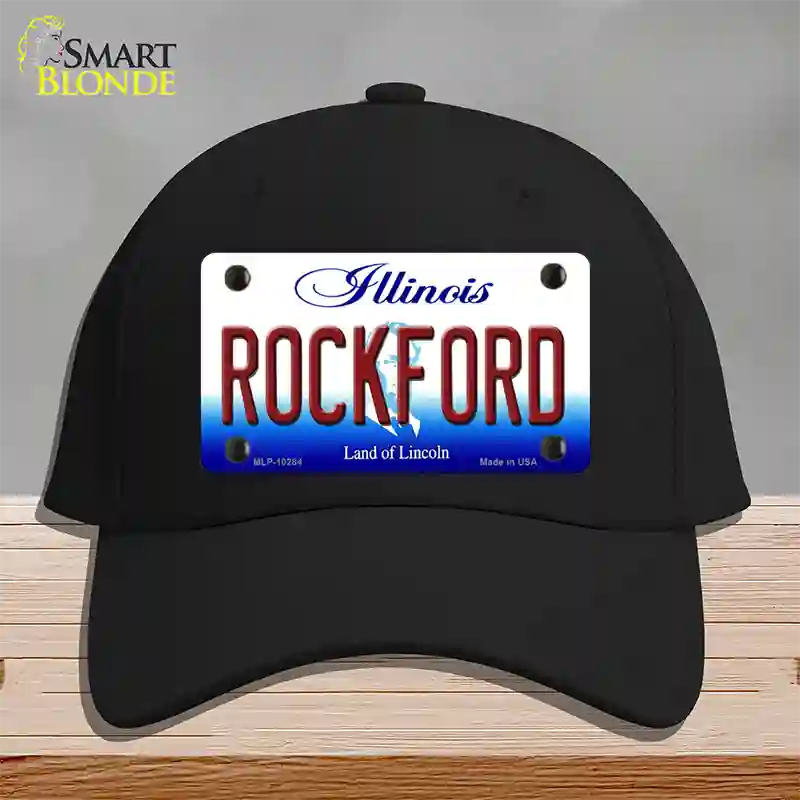 Rockford Illinois Novelty License Plate Hat Cotton / Black