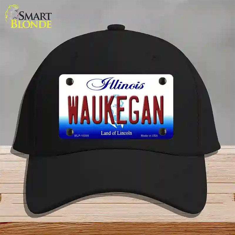 Waukegan Illinois Novelty License Plate Hat Cotton / Black