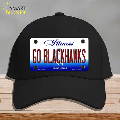 Go Blackhawks Illinois Novelty License Plate Hat Cotton / Black