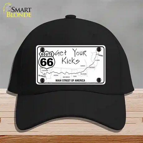 US Route 66 Map Novelty License Plate Hat Cotton / Black