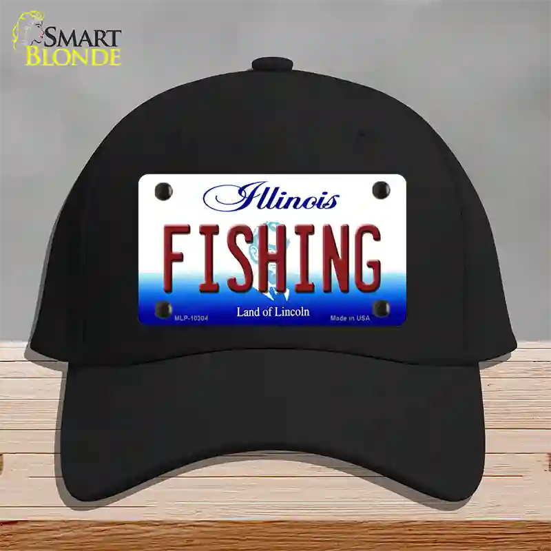 Fishing Illinois Novelty License Plate Hat Cotton / Black