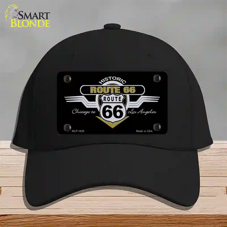 Route 66 Shield Wings Novelty License Plate Hat Cotton / Black