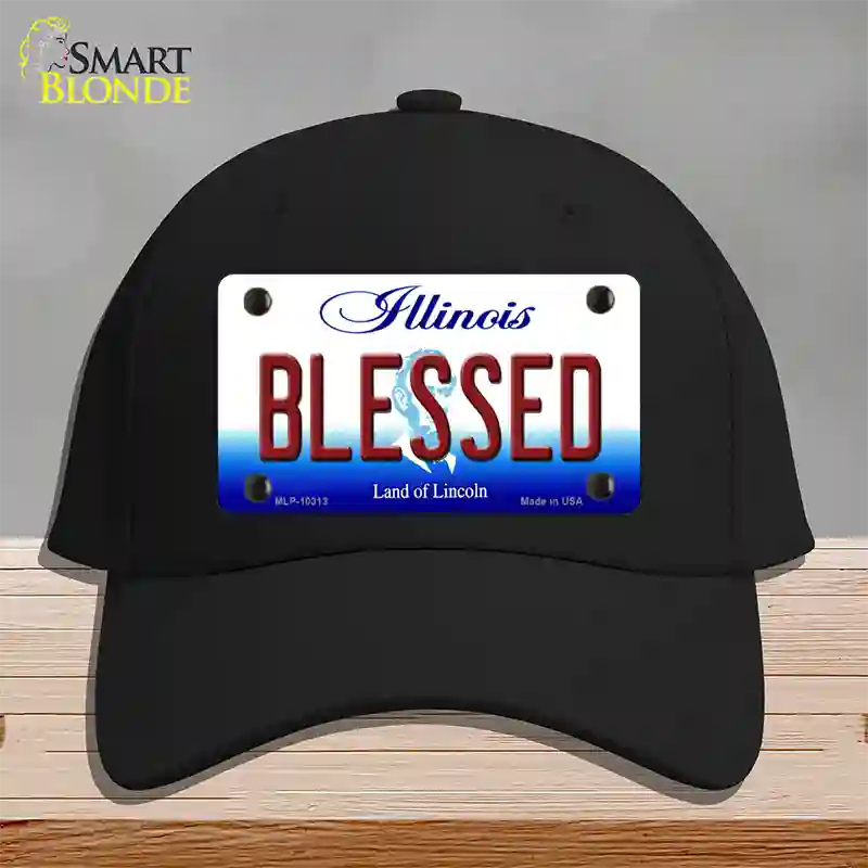 Blessed Illinois Novelty License Plate Hat Cotton / Black