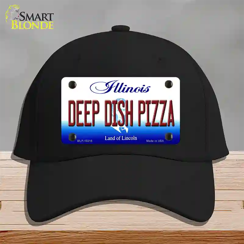 Deep Dish Pizza Illinois Novelty License Plate Hat Cotton / Black