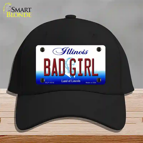 Bad Girl Illinois Novelty License Plate Hat Cotton / Black