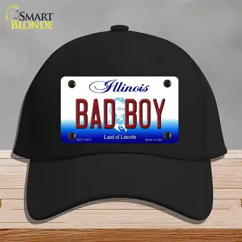 Bad Boy Illinois Novelty License Plate Hat Cotton / Black