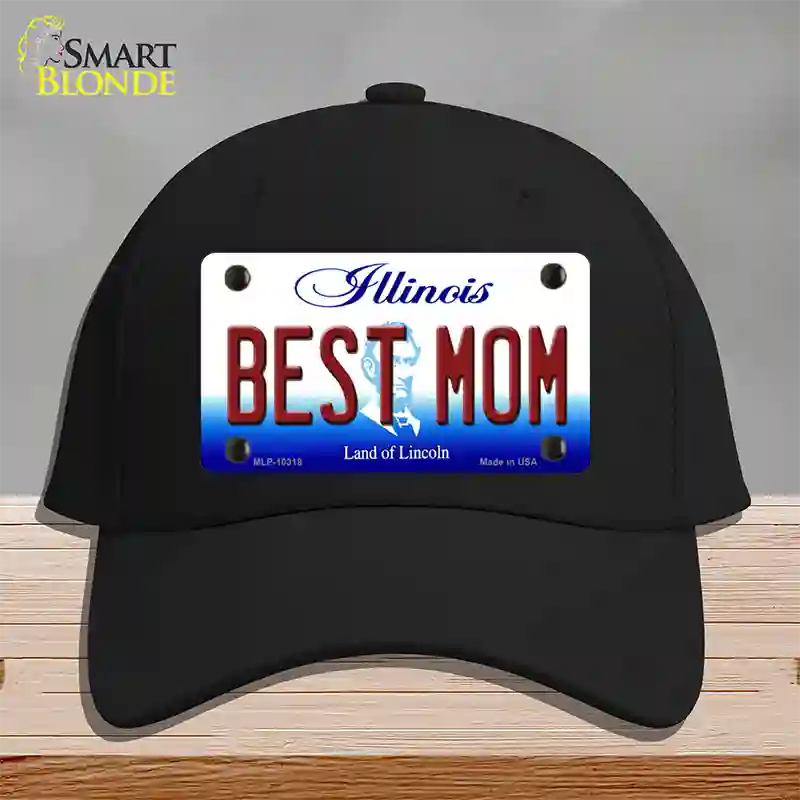 Best Mom Illinois Novelty License Plate Hat Cotton / Black