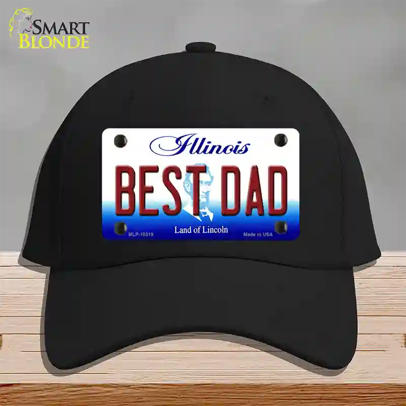 Best Dad Illinois Novelty License Plate Hat Cotton / Black