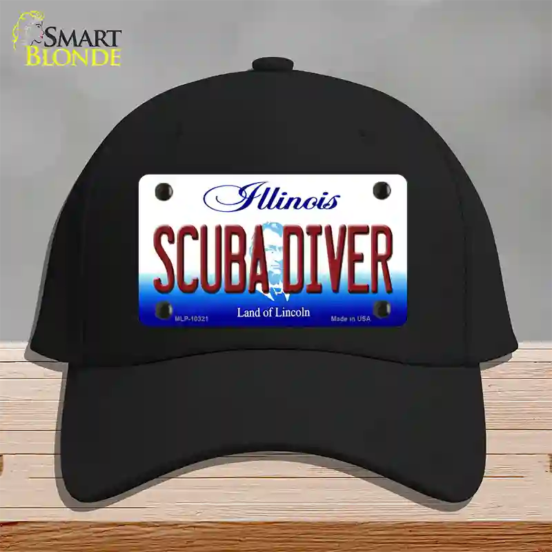 Scuba Diver Illinois Novelty License Plate Hat Cotton / Black