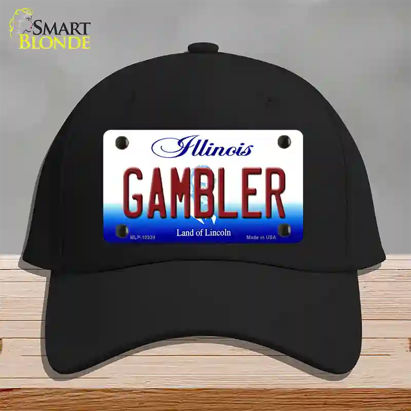 Gambler Illinois Novelty License Plate Hat Cotton / Black