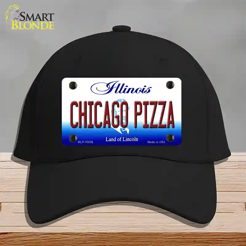 Chicago Pizza Illinois Novelty License Plate Hat Cotton / Black