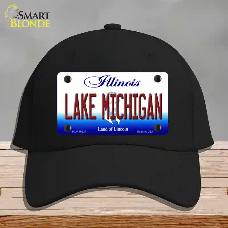 Lake Michigan Illinois Novelty License Plate Hat Cotton / Black