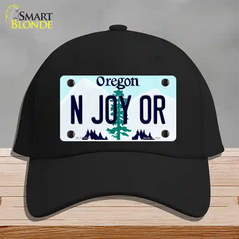 N Joy OR Oregon Novelty License Plate Hat Cotton / Black