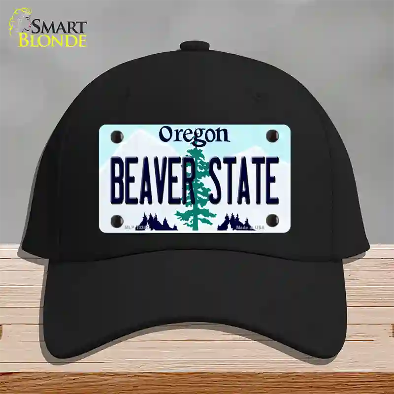 Beaver State Oregon Novelty License Plate Hat Cotton / Black