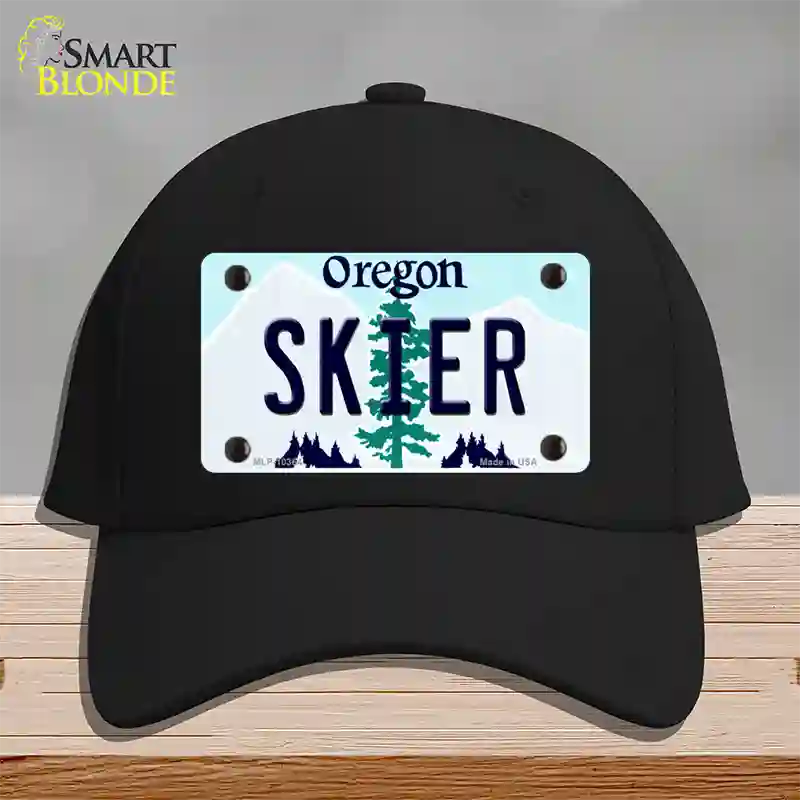 Skier Oregon Novelty License Plate Hat Cotton / Black