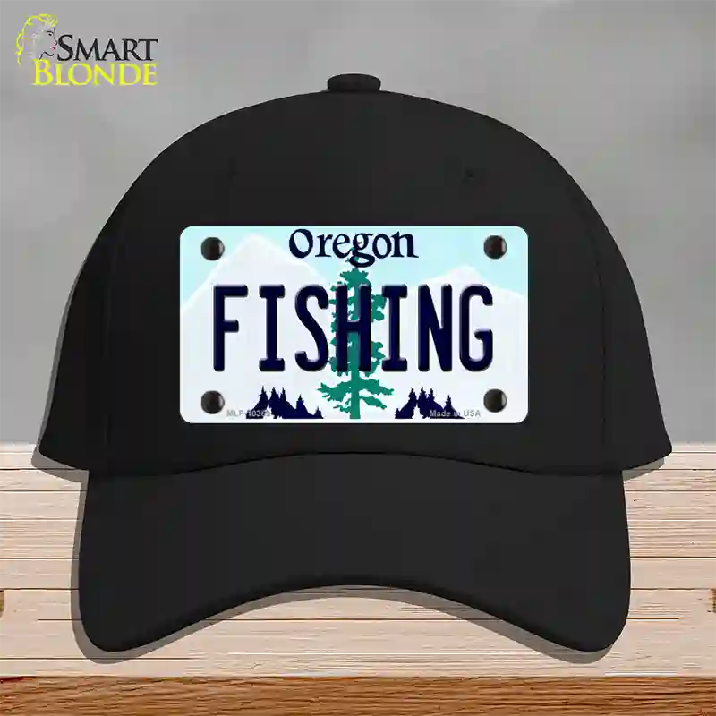 Fishing Oregon Novelty License Plate Hat Cotton / Black