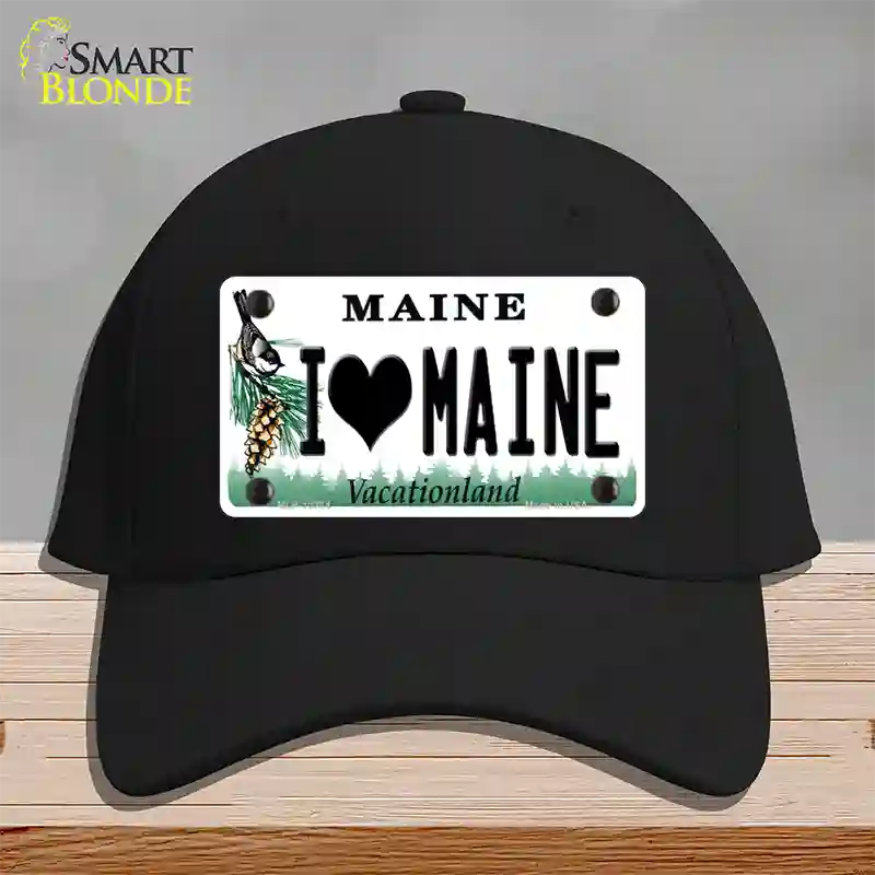 I Love Maine Novelty License Plate Hat Cotton / Black