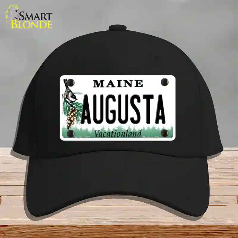 Augusta Maine Novelty License Plate Hat Cotton / Black