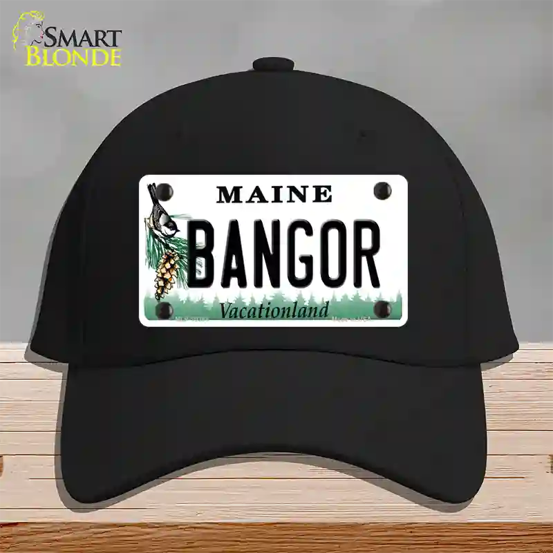 Bangor Maine Novelty License Plate Hat Cotton / Black