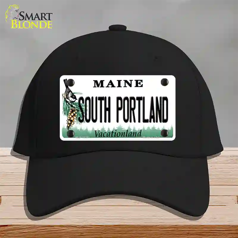 South Portland Maine Novelty License Plate Hat Cotton / Black