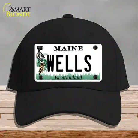 Wells Maine Novelty License Plate Hat Cotton / Black